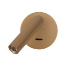 Kinkiet Carda z jedną diodą LED 2,5W w kolorze złotym. Okrągła podstawa z matowego metalu, z prostym, cylindrycznym ramieniem skierowanym w dół. Widoczna szczelina na włącznik. Idealny do nowoczesnych wnętrz.