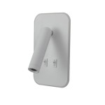 Doria kinkiet w kolorze białym, z podłużną, prostokątną podstawą i ruchomym ramieniem w kształcie cylindra. Wyposażony w dwa włączniki na podstawie. Doskonały do oświetlenia punktowego w nowoczesnych wnętrzach.