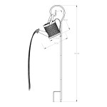 Konewka lampa solarna LED w kolorze czarnym i miedzianym, o wymiarach 80 cm wysokości, z dekoracyjnym wzorem na korpusie. Wysoka na 16 cm, z szerokością 10,5 cm, umieszczona na metalowym stelażu, idealna do ogrodu.