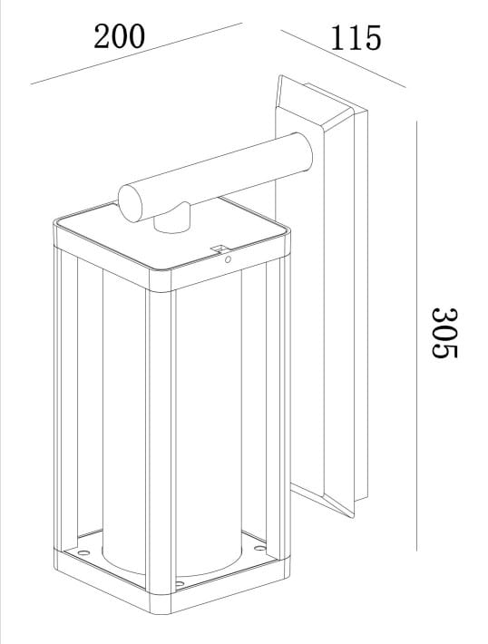 Kinkiet elewacyjny Cell w kolorze grafitowym, z mocowaniem na ścianie. Posiada cylindryczny klosz o wysokości 305 mm, szerokości 200 mm i głębokości 115 mm, z prostokątną podstawą. Idealny do oświetlenia zewnętrznego.