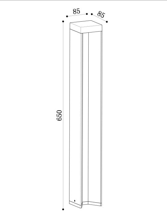 Lampa ogrodowa LED Essen H65 o mocy 9W, kolor grafitowy. Wysokość 650 mm, szerokość 85 mm. Prosty, prostokątny kształt, odpowiednia do oświetlenia przestrzeni zewnętrznych.
