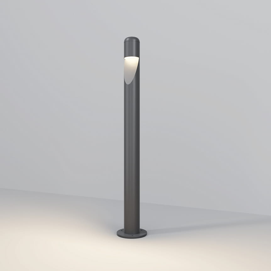 Lampa ogrodowa LED Hagen H60 o mocy 5W i ciepłej barwie światła 3000K, w kolorze grafitowym. Stojąca, cylindryczna konstrukcja z wbudowanym źródłem światła, widoczna na jednolitym tle.