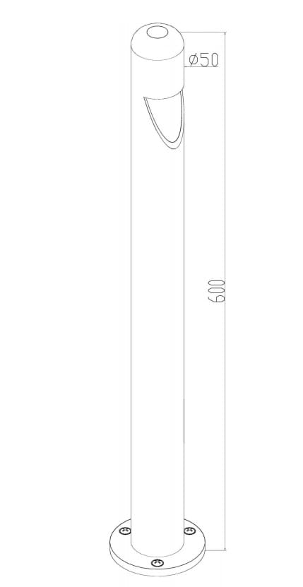 Lampa ogrodowa LED Hagen H60 o mocy 5W, kolor grafitowy, wysokość 60 cm, średnica podstawy 50 cm. Prosta, cylindryczna konstrukcja z wbudowanym źródłem światła, przeznaczona do montażu na stałe.