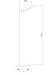 Lampa ogrodowa Paso H80 LED 12W w kolorze czarnym, o wysokości 800 mm i podstawie 160x100 mm. Posiada prostokątny kształt z nachyloną głowicą, co umożliwia kierunkowe oświetlenie. Wymiary: szerokość 165 mm.