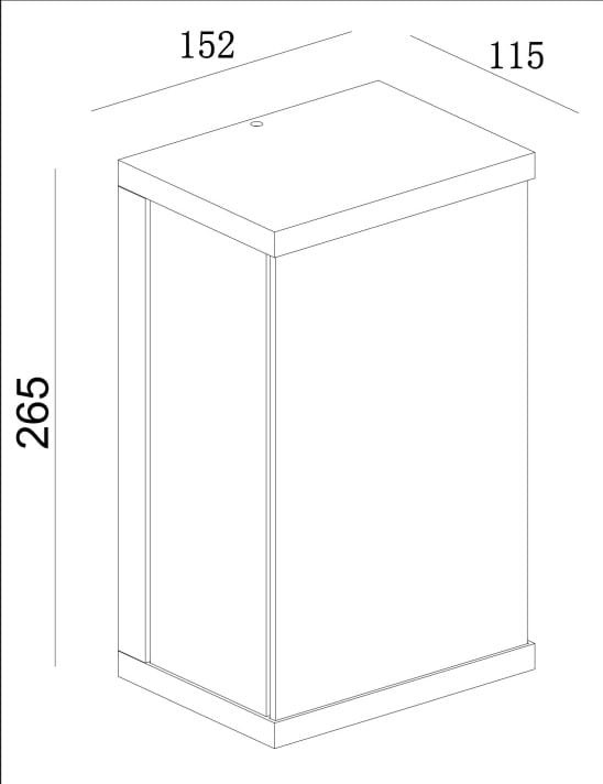 Kinkiet elewacyjny LED Baker Street o mocy 10W i temperaturze barwowej 3000K, w kolorze czarnym. Prosty, prostokątny kształt, wymiary: 265 mm wysokości, 152 mm szerokości, 115 mm głębokości, z montażem na ścianie.