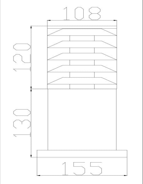 Lampa ogrodowa Bronx H25 w kolorze grafitowym, z miejscem na żarówkę E27. Konstrukcja o wysokości 155 mm i szerokości 108 mm, z rowkowaniem na górze, zapewniająca równomierne rozproszenie światła.