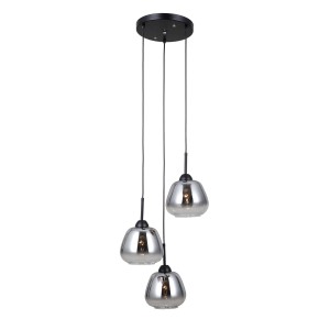 Felis lampa wisząca 3xE27 czarna dymiony PND-40824-3-BK