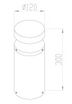 Grafitowa lampa ogrodowa LED Olten H30 o mocy 12W i ciepłej barwie światła 3000K. Cylindryczny kształt o średnicy 120 mm i wysokości 300 mm, z widocznymi mocowaniami. Idealna do oświetlenia przestrzeni zewnętrznych.