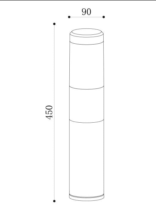 Czarna lampa ogrodowa LED Koln H45 o mocy 8W i temperaturze barwowej 4000K. Cylindryczny kształt, wysokość 450 mm, średnica 90 mm. Prosta konstrukcja, idealna do oświetlenia przestrzeni zewnętrznych.