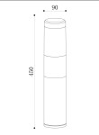 Czarna lampa ogrodowa LED Koln H45 o mocy 8W i temperaturze barwowej 4000K. Cylindryczny kształt, wysokość 450 mm, średnica 90 mm. Prosta konstrukcja, idealna do oświetlenia przestrzeni zewnętrznych.
