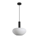 Gater lampa wisząca 1xE27 czarna biały PND-23541A-1-BK-OP