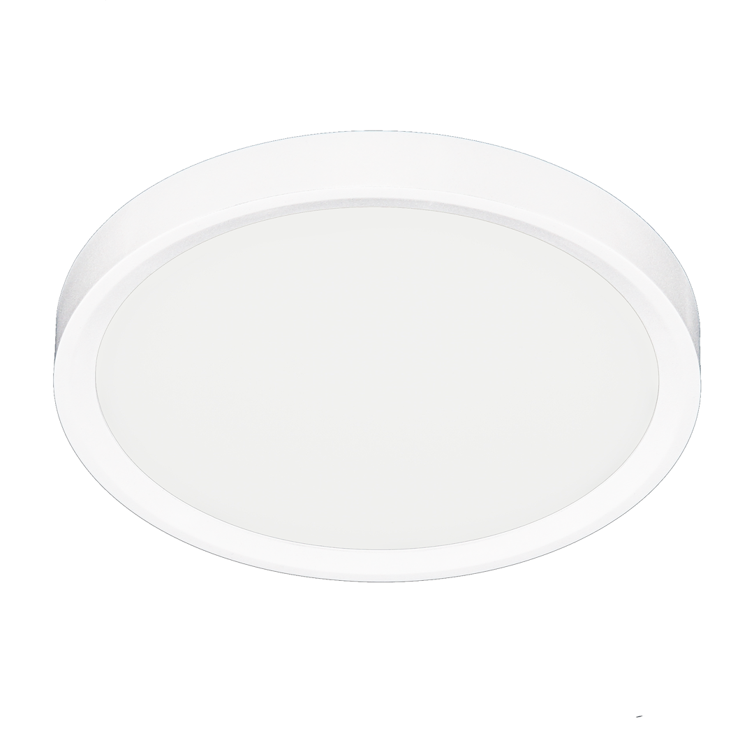 Plafon LED Maq D23 o mocy 18W, w kolorze białym. Okrągły kształt z gładką, matową powierzchnią. Widok z góry, ukazujący równą, białą powierzchnię. Produkt przeznaczony do montażu sufitowego.