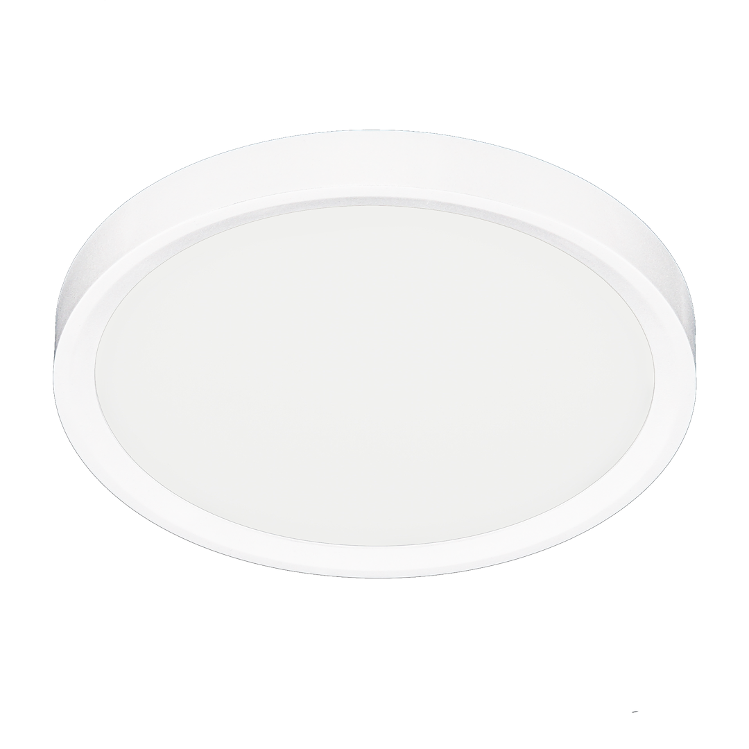 Plafon LED Maq D23 o mocy 18W w kolorze białym. Okrągły kształt z gładką, białą powierzchnią. Zamontowany na suficie, widoczny z góry, bez dodatkowych wzorów czy napisów. Idealny do nowoczesnych wnętrz.