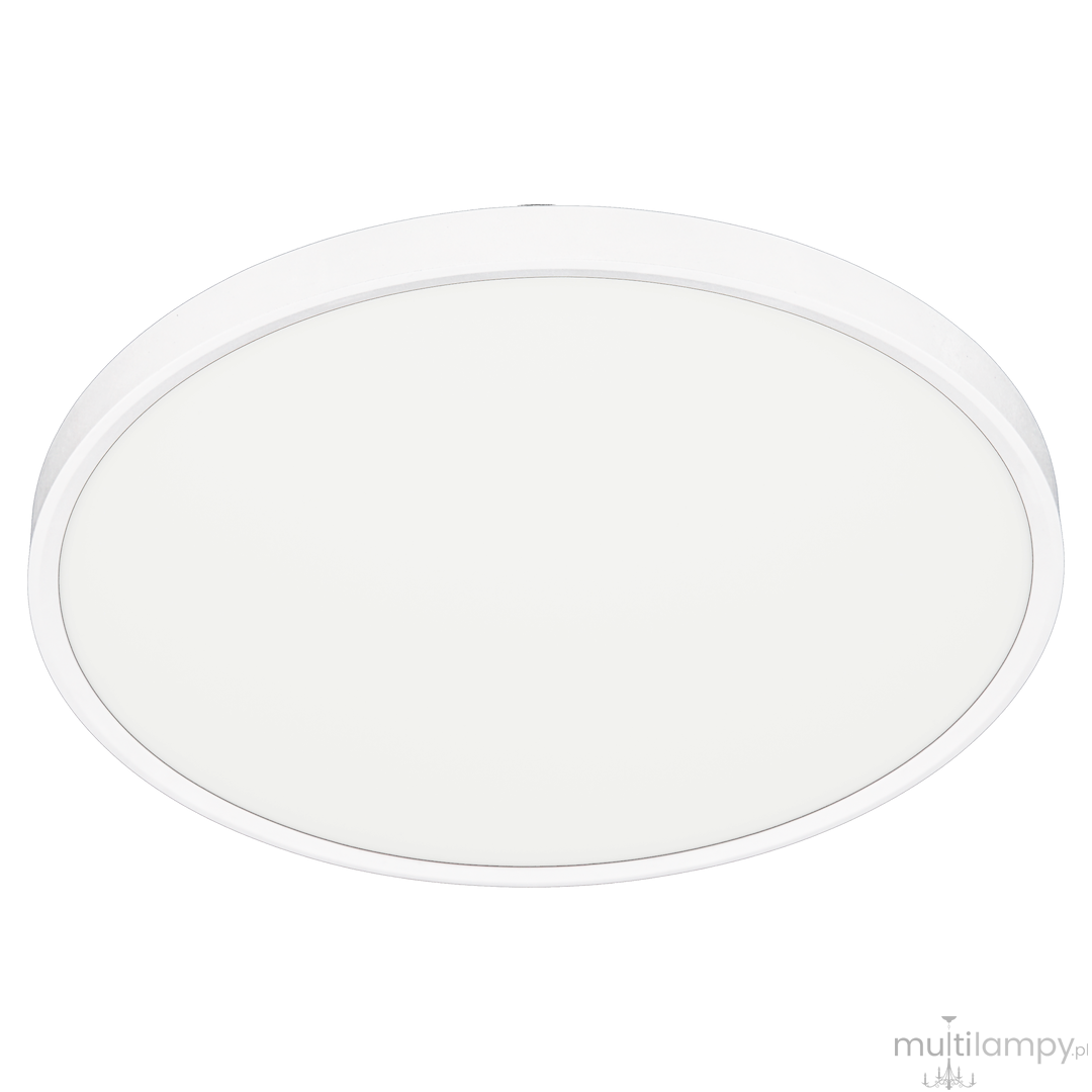 Plafon LED Maq D40 o mocy 32W w kolorze białym, okrągły, o gładkiej powierzchni. Ujęcie frontalne, produkt zamontowany na suficie. Wysoka jakość światła CCT, idealny do nowoczesnych wnętrz.