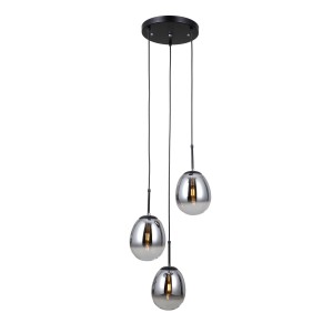 Meolo lampa wisząca 3xE14 czarna dymiony PND-40825-3-BK