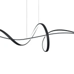 Lampa wisząca Mila w kolorze czarnym z jedną diodą LED 40W. Nowoczesny design z falującymi, cienkimi liniami, zawieszona na cienkich linkach. Efektowna forma idealna do nowoczesnych wnętrz, prezentująca elegancki styl.
