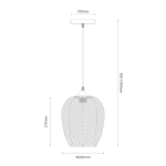 Lampa wisząca Hestia w kolorze czarnym z bambusowym kloszem, o średnicy 23 cm i wysokości 27 cm. Montowana na regulowanym przewodzie, idealna do nowoczesnych wnętrz. Kąt ujęcia: frontalny.