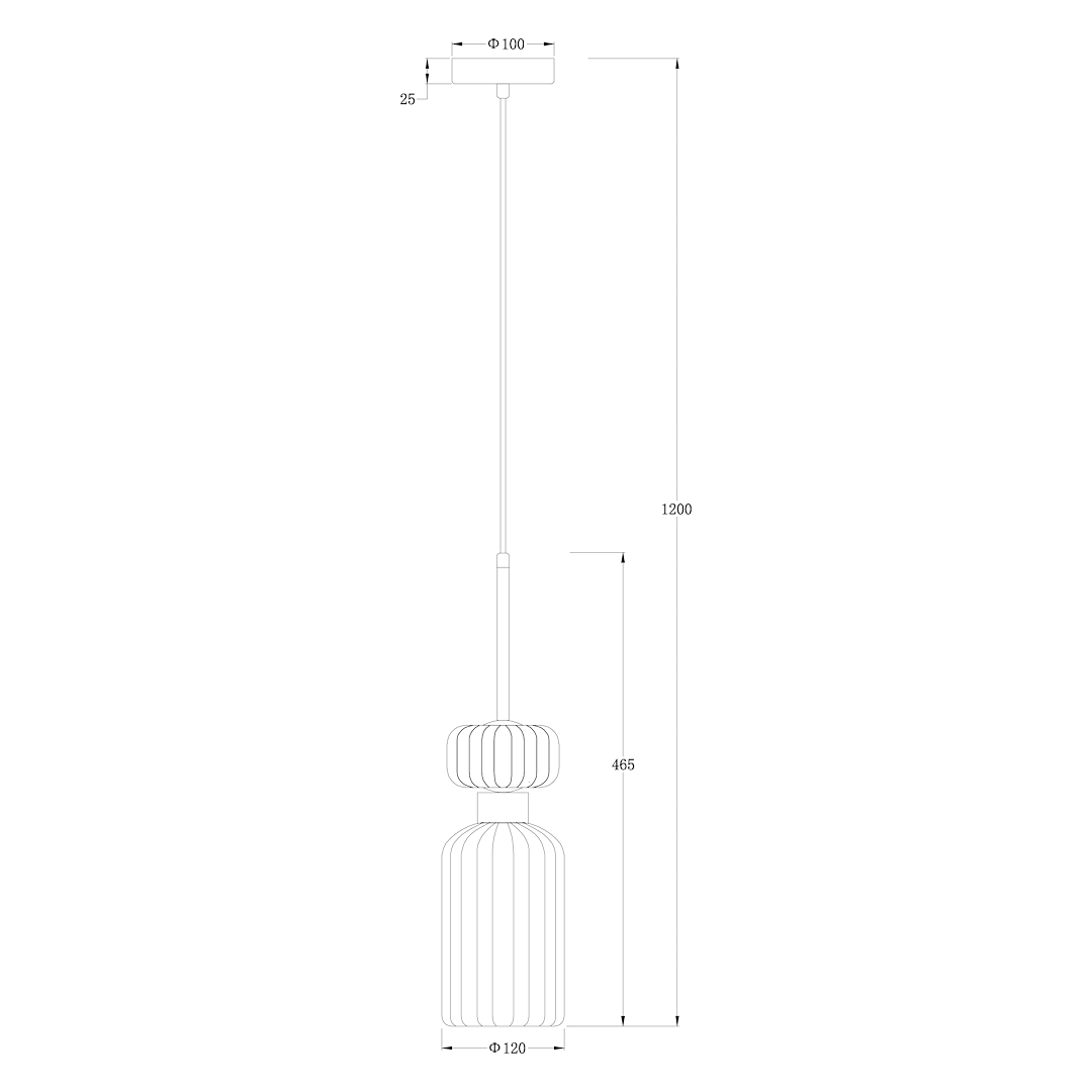 Lampa wisząca Molly z jednym gniazdem E14, w kolorze złotym i bursztynowym. Okrągła podsufitka o średnicy 10 cm, zawieszenie o długości 120 cm oraz klosz o średnicy 12 cm, z charakterystycznym żłobionym wzorem.