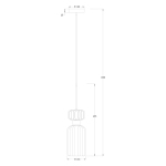 Lampa wisząca Molly 1xE14 w kolorze złotym i zielonym. Okrągła podsufitka o średnicy 10 cm, długość zawieszenia 120 cm, abażur o średnicy 12 cm i wysokości 46,5 cm, z pionowymi żłobieniami. Prosta konstrukcja, idealna do nowoczesnych wnętrz.