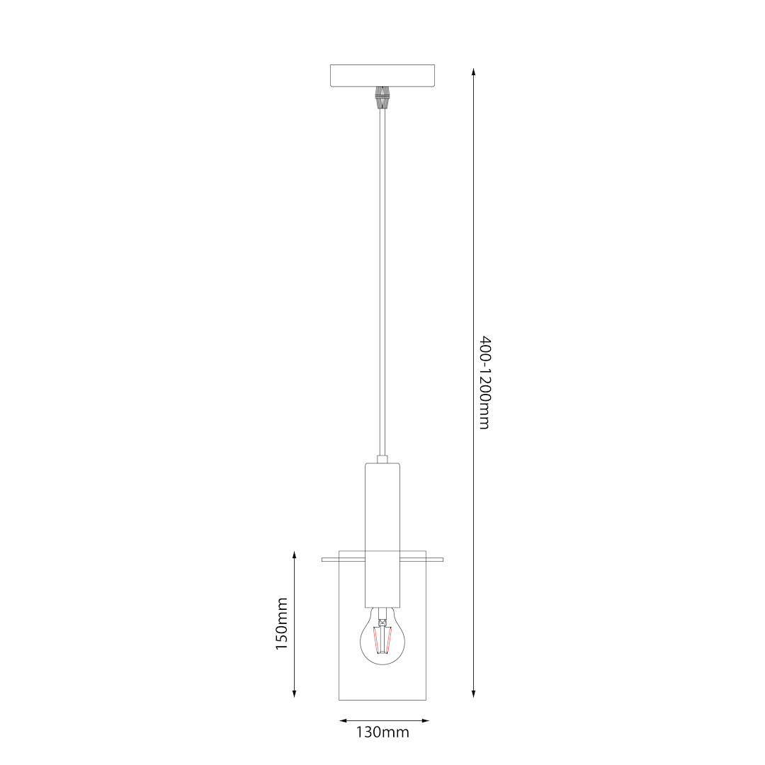 Lampa wisząca Arcadia Black z oprawą na jedną żarówkę E27 w kolorze czarnym. Wymiary: wysokość regulowana od 400 do 1200 mm, średnica podstawy 130 mm, wysokość 150 mm. Prosty, nowoczesny design idealny do różnych wnętrz.
