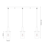 Lampa wisząca Arcadia Black z trzema źródłami światła E27. Czarna konstrukcja z metalowymi elementami, zawieszona na regulowanych kablach o długości 400-1200 mm. Wymiary kloszy: 150 mm wysokości, 130 mm średnicy.
