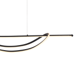 Lampa wisząca LED Ambar 35W 4000K w kolorze czarnym. Posiada nowoczesny design z dwoma zakrzywionymi elementami, jeden czarny, drugi z rozproszonym światłem. Zawieszona na cienkim przewodzie, idealna do nowoczesnych wnętrz.