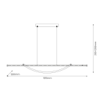 Lampa wisząca LED Ambar 35W 4000K w kolorze czarnym, o wymiarach 1200 mm długości i 1010 mm szerokości. Umożliwia regulację wysokości od 200 do 1200 mm. Prosty, nowoczesny design, idealna do różnych wnętrz.
