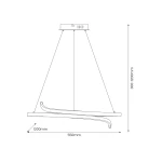 Lampa wisząca LED Lorenzo 35W, barwa światła 4000K, w kolorze czarnym. Kształt prostokątny z dwoma zakrzywionymi elementami. Wymiary: długość 1200mm, szerokość 550mm, regulowana wysokość 300-1200mm. Zawieszona na cienkich linkach.
