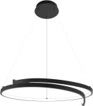 Lampa wisząca LED Lorenzo o mocy 35W i temperaturze barwowej 4000K, w kolorze czarnym. Składa się z dwóch okręgów zawieszonych na cienkich żyłkach, montowana na sufitowym uchwycie. Elegancki i nowoczesny design.