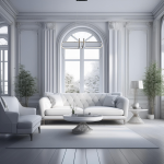Lampa wisząca LED Vertigo 54W 4000K w kolorze czarnym, umieszczona nad białą sofą w jasnym, eleganckim wnętrzu. Wyraźny kształt i nowoczesny design sprawiają, że stanowi centralny punkt aranżacji.