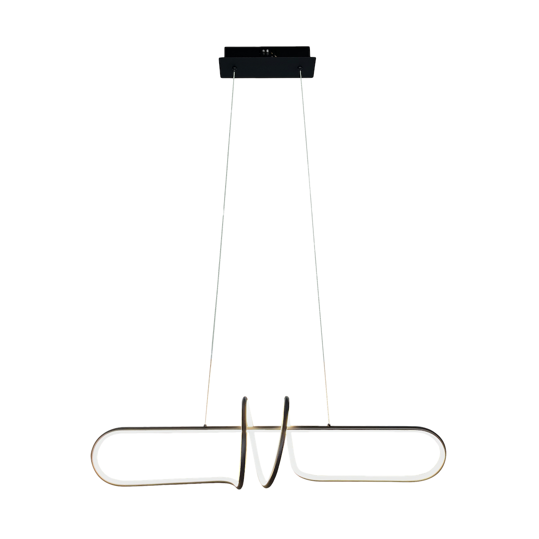 Lampa wisząca LED Vertigo 54W 4000K w kolorze czarnym. Okrągła, smukła konstrukcja z elementami w kształcie fal. Zawieszona na cienkich, przezroczystych linkach, montowana do sufitu. Minimalistyczny design, idealna do nowoczesnych wnętrz.