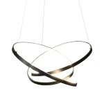 Lampa wisząca LED Empoli o mocy 55W, barwie światła 4000K, w kolorze czarnym. Posiada nowoczesny, krzyżujący się kształt z podświetlanymi obręczami, zawieszona na cienkich linkach, idealna do współczesnych wnętrz.