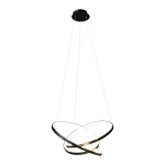 Lampa wisząca LED Empoli o mocy 55W, kolor czarny, z dwoma okrągłymi elementami w kształcie spirali. Źródło światła o temperaturze barwowej 4000K, zawieszona na cienkich linkach, montowana do sufitu. Tło białe.