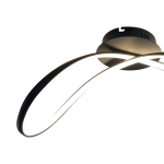 Lampa sufitowa LED Infinity 21W, kolor czarny, z dwoma elastycznymi paskami świetlnymi w odcieniu 4000K. Ujęcie z dołu, pokazujące nowoczesny design i wykonanie. Elementy montażowe widoczne na górze.