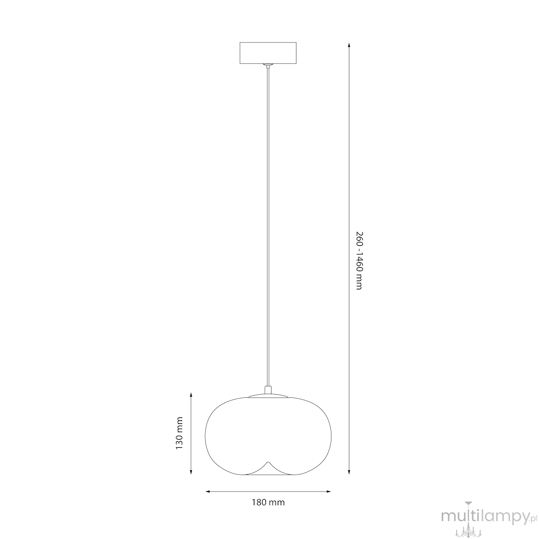 Lampa wisząca LED Vaso 1 l, 4W, z dymionym kloszem, w kolorze czarnym. Zawieszona na cienkim przewodzie, wysokość regulowana od 260 do 1460 mm, szerokość klosza 180 mm, kształt przypominający półkulę z falującą krawędzią.