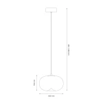 Lampa wisząca LED Vaso 1 l, 4W, z dymionym kloszem, w kolorze czarnym. Zawieszona na cienkim przewodzie, wysokość regulowana od 260 do 1460 mm, szerokość klosza 180 mm, kształt przypominający półkulę z falującą krawędzią.