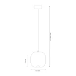 Lampa wisząca LED Vaso 2 l z kloszem w kolorze złotym i bursztynowym, o wymiarach 170 mm wysokości i 150 mm średnicy. Zawieszona na regulowanym przewodzie, idealna do nowoczesnych wnętrz. Temperatura barwowa 3000K.