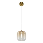 Lampa wisząca Vaso 2 l z przezroczystym kloszem w bursztynowym odcieniu, zawieszona na cienkim sznurku. Złota oprawa u góry. Źródło światła LED 4W o temperaturze barwowej 3000K. Prosta forma, idealna do nowoczesnych wnętrz.