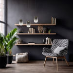 Lampa wisząca LED Vaso 3, czarna z dymionym kloszem, zawieszona na cienkich linkach. W tle półki z książkami i roślinami, w aranżacji nowoczesnego wnętrza. Ciepłe światło 3000K podkreśla styl pomieszczenia.