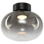 Lampa sufitowa Vaso LED 4W 3000K w kolorze czarnym z dymionym kloszem. Okrągły kształt, zamontowana na suficie. Źródło światła widoczne wewnątrz klosza, który ma delikatną, przezroczystą fakturę.
