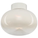 Lampa sufitowa LED Vaso o mocy 4W, kolor biały. Owalny klosz z przezroczystego szkła, z białym mocowaniem. Ujęcie frontalne, lampa w pozycji wiszącej, emitująca ciepłe światło o temperaturze 3000K. Idealna do nowoczesnych wnętrz.
