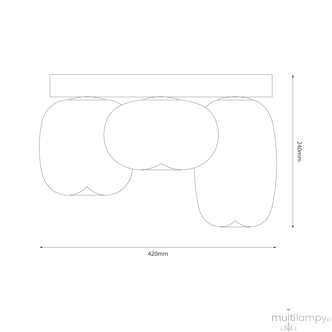 Lampa sufitowa LED Vaso, moc 12W, barwa światła 3000K, w kolorze czarnym z dymionymi kloszami. Wymiary: 420mm szerokości, 240mm wysokości, o nowoczesnym kształcie, idealna do różnych aranżacji wnętrz.