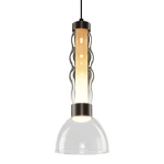 Lampa wisząca LED Lucco 13W 3000K w kolorze czarnym z dymionym kloszem. Okrągła, przezroczysta dolna część z metalowym uchwytem. Kształt falisty, z widoczną żarówką w środku. Zawieszona na cienkim przewodzie, idealna do nowoczesnych wnętrz.