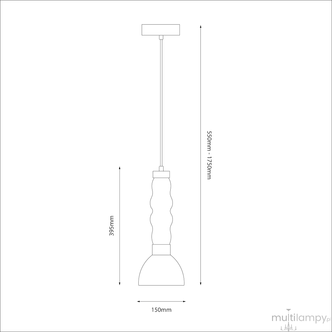 Lampa wisząca LED Lucco o mocy 13W, barwie światła 3000K. Posiada złoty, połyskujący korpus oraz bursztynowy klosz w kształcie stożka. Wysokość regulowana od 550 mm do 1750 mm, szerokość 150 mm. Idealna do nowoczesnych wnętrz.