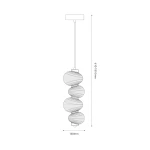 Lampa wisząca LED Bolla 17W 3000K, chrom/dymiony. Trzy kuliste klosze w formie spiralnej, zawieszone na cienkim przewodzie. Wymiary: średnica 160 mm, wysokość regulowana 610-1810 mm. Prosta, nowoczesna konstrukcja, idealna do wnętrz.
