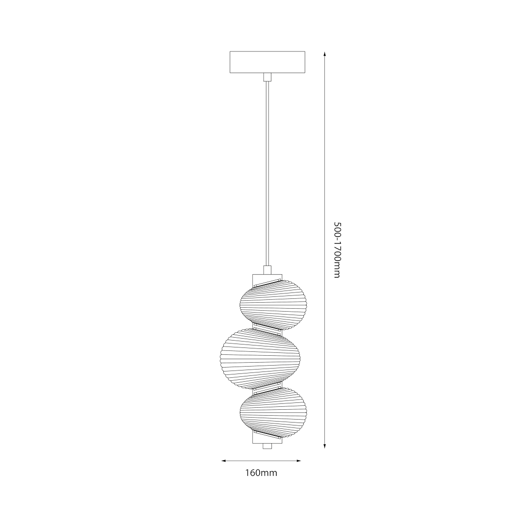 Lampa wisząca LED Bolla 12W 3000K w kolorze chromu z dymionymi kloszami. Posiada trzy spiralne elementy o średnicy 160 mm, zawieszona na regulowanym mocowaniu o wysokości 500-1700 mm. Prosty, nowoczesny design.