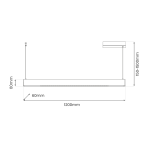Lampa wisząca LED 36W CCT w kolorze białym, o prostokątnym kształcie. Wymiary: 1200mm długości, 60mm szerokości, 60mm wysokości. Zawieszenie regulowane w zakresie 150-1500mm. Minimalistyczny design, idealna do nowoczesnych wnętrz.