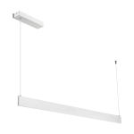 Lampa wisząca LED Linea 36W CCT w kolorze białym, o prostokątnym kształcie. Zawieszona na cienkim drucie, z minimalistycznym, matowym wykończeniem. Idealna do nowoczesnych wnętrz, montowana na suficie.