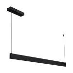 Lampa wisząca LED 36W CCT w kolorze czarnym, o prostokątnym kształcie. Zawieszona na cienkim przewodzie, z płaskim stelażem sufitowym. Prosta konstrukcja, idealna do nowoczesnych wnętrz.