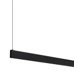 Lampa wisząca LED 36W CCT w kolorze czarnym, o prostokątnym kształcie, zawieszona na cienkich linkach. Dobrze widoczna struktura matowa, minimalistyczny design, idealna do nowoczesnych wnętrz.